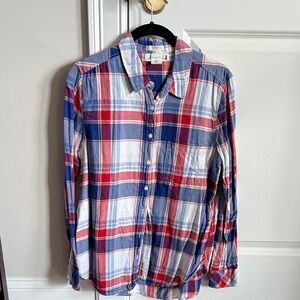Wonen’s Cotton Plaid Shirt - Red, White, and Blue